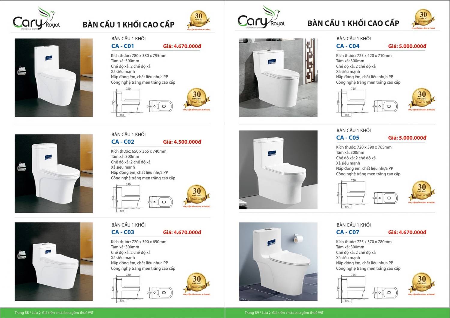Thiết bị vệ sinh CARY ROYAL Catalogue và Bảng giá mới nhất 2024 - 2025 /Page 45